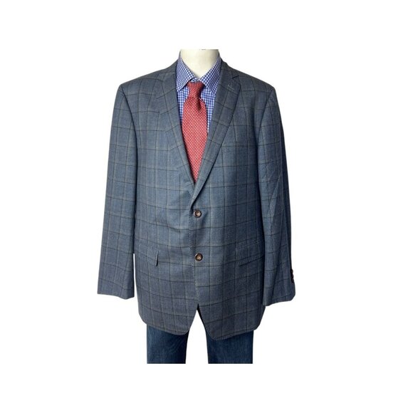 Trunk Club Sport Coat Jacket BESPOKE Wool Windowpane Working cuff Men's 44L - Picture 1 of 10